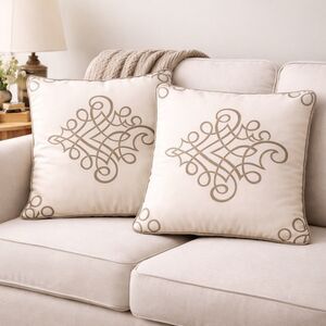 Set of 2 Robert Allen Looping Lines Custom Pillow Covers Shams Greystone Zip 24”